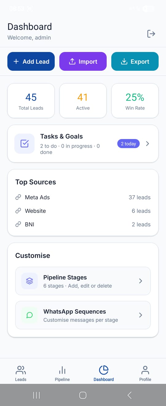 LeadBlink Dashboard